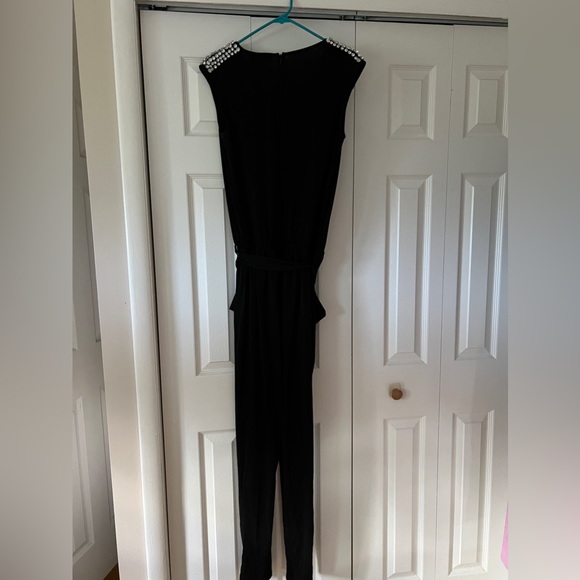 Michael Kors Black Romper with Rhinestone Stud Shoulder Detail. Size medium - Picture 3 of 7